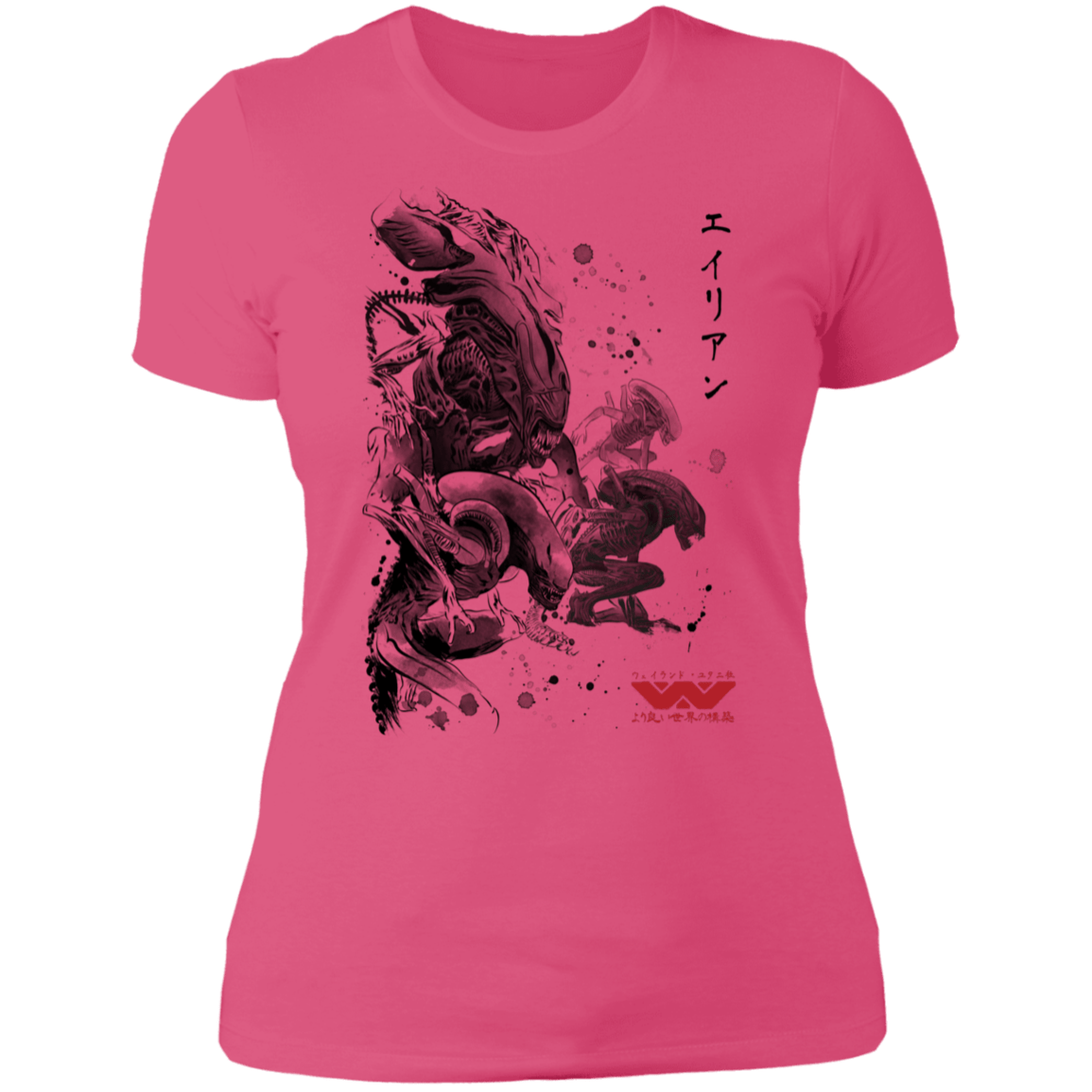 T-Shirts Hot Pink / S Xenomorphs Invasion sumi-e Women's Premium T-Shirt