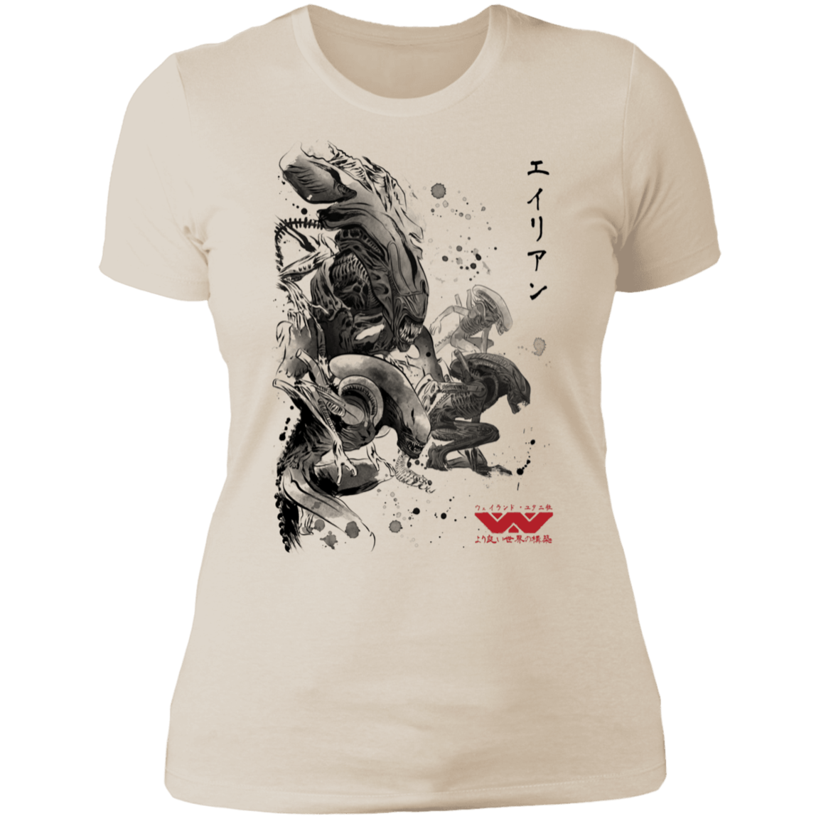 T-Shirts Ivory/ / S Xenomorphs Invasion sumi-e Women's Premium T-Shirt