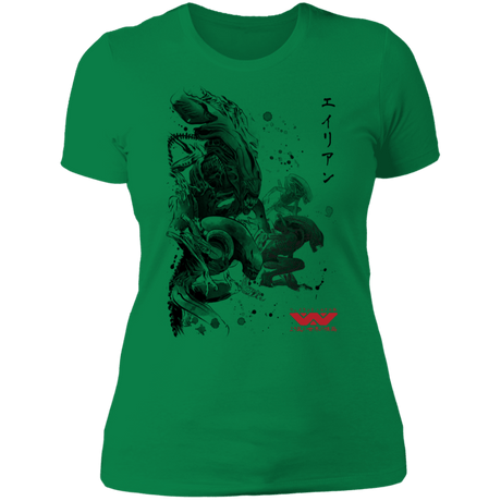 T-Shirts Kelly Green / S Xenomorphs Invasion sumi-e Women's Premium T-Shirt