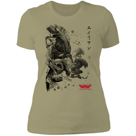 T-Shirts Light Olive / S Xenomorphs Invasion sumi-e Women's Premium T-Shirt