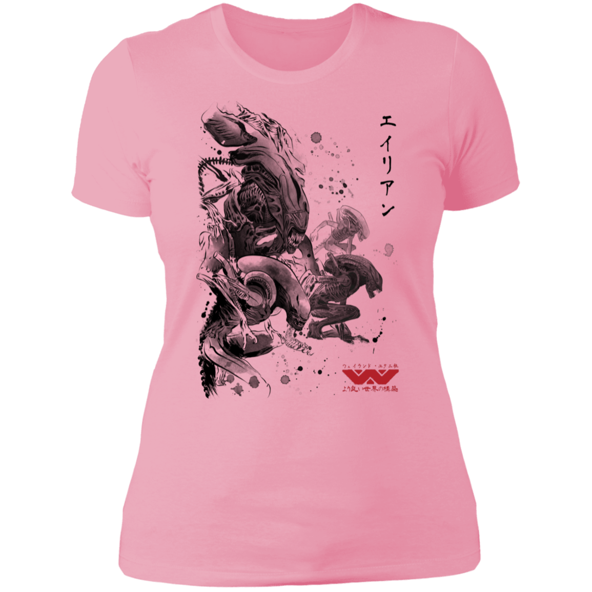 T-Shirts Light Pink / S Xenomorphs Invasion sumi-e Women's Premium T-Shirt