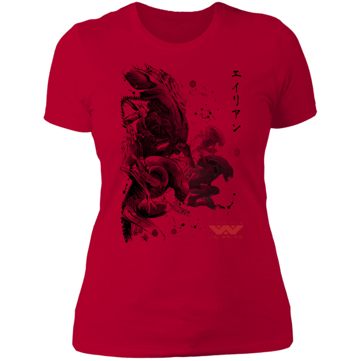 T-Shirts Red / S Xenomorphs Invasion sumi-e Women's Premium T-Shirt