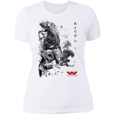 T-Shirts White / S Xenomorphs Invasion sumi-e Women's Premium T-Shirt