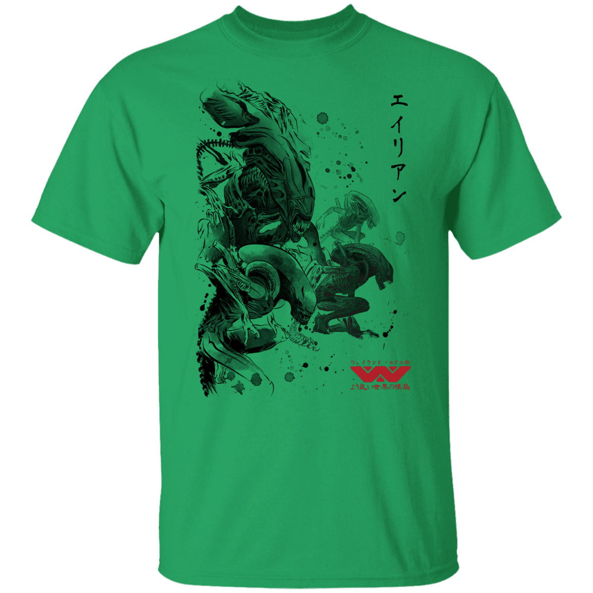 T-Shirts Irish Green / YXS Xenomorphs Invasion sumi-e Youth T-Shirt