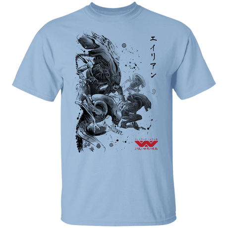 T-Shirts Light Blue / YXS Xenomorphs Invasion sumi-e Youth T-Shirt
