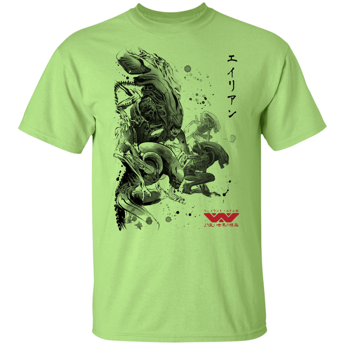 T-Shirts Mint Green / YXS Xenomorphs Invasion sumi-e Youth T-Shirt