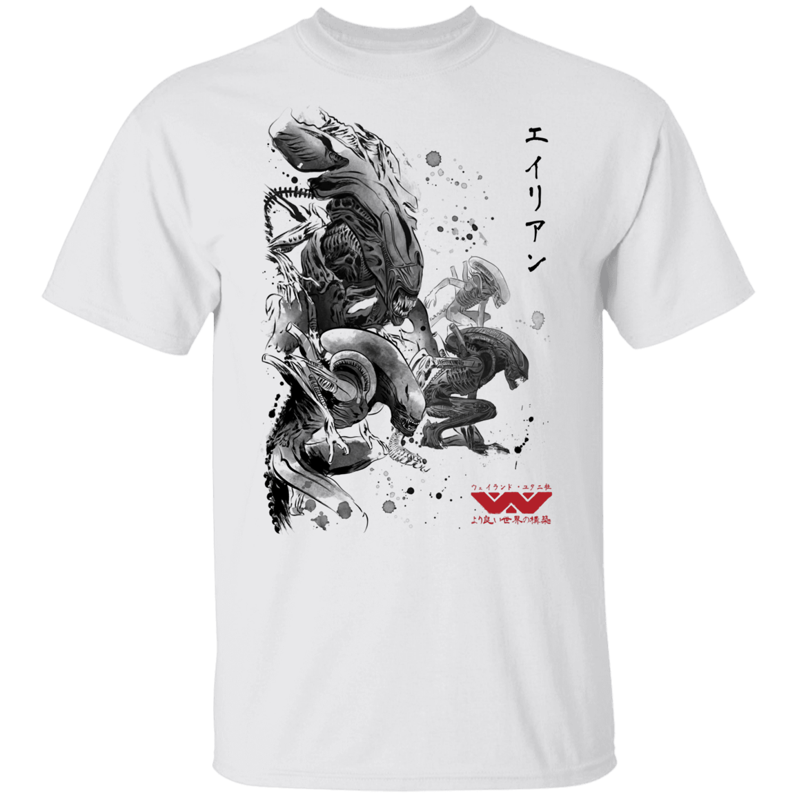 T-Shirts White / YXS Xenomorphs Invasion sumi-e Youth T-Shirt