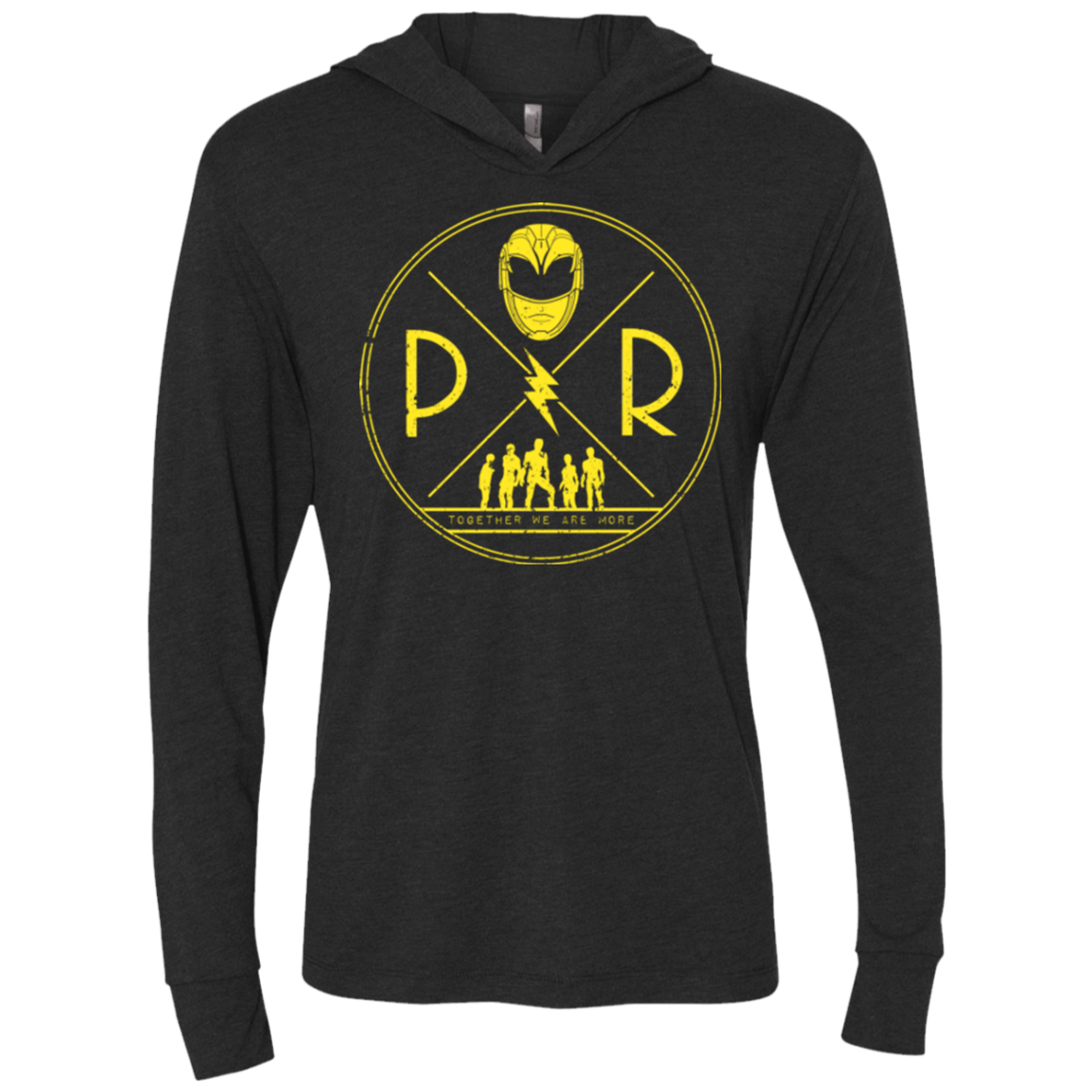 T-Shirts Vintage Black / X-Small Yellow Power Triblend Long Sleeve Hoodie Tee