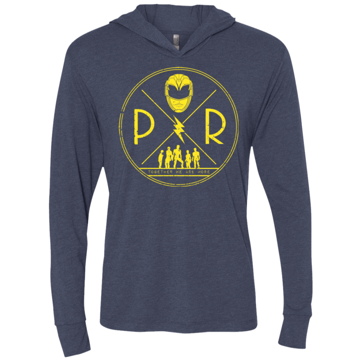 T-Shirts Vintage Navy / X-Small Yellow Power Triblend Long Sleeve Hoodie Tee