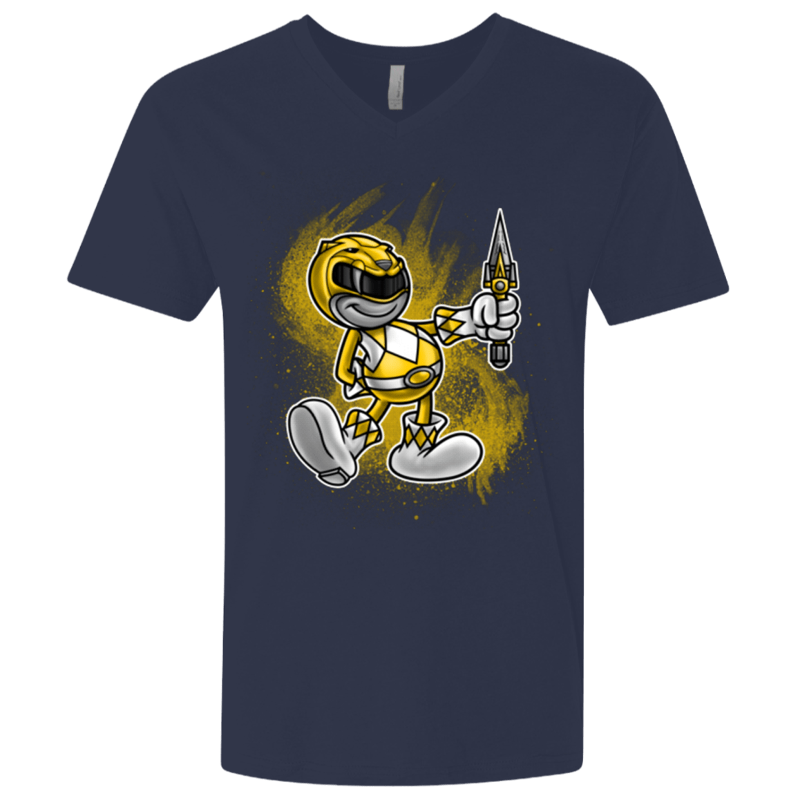 T-Shirts Midnight Navy / X-Small Yellow Ranger Artwork Men's Premium V-Neck