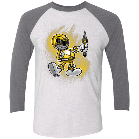 T-Shirts Heather White/Premium Heather / X-Small Yellow Ranger Artwork Triblend 3/4 Sleeve