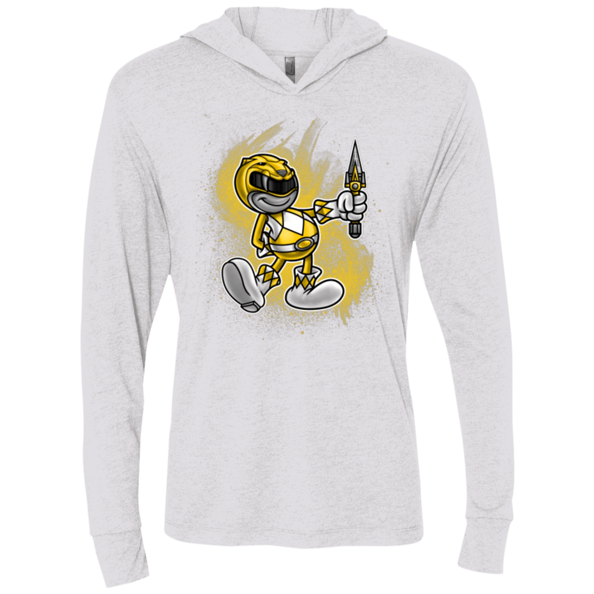 T-Shirts Heather White / X-Small Yellow Ranger Artwork Triblend Long Sleeve Hoodie Tee