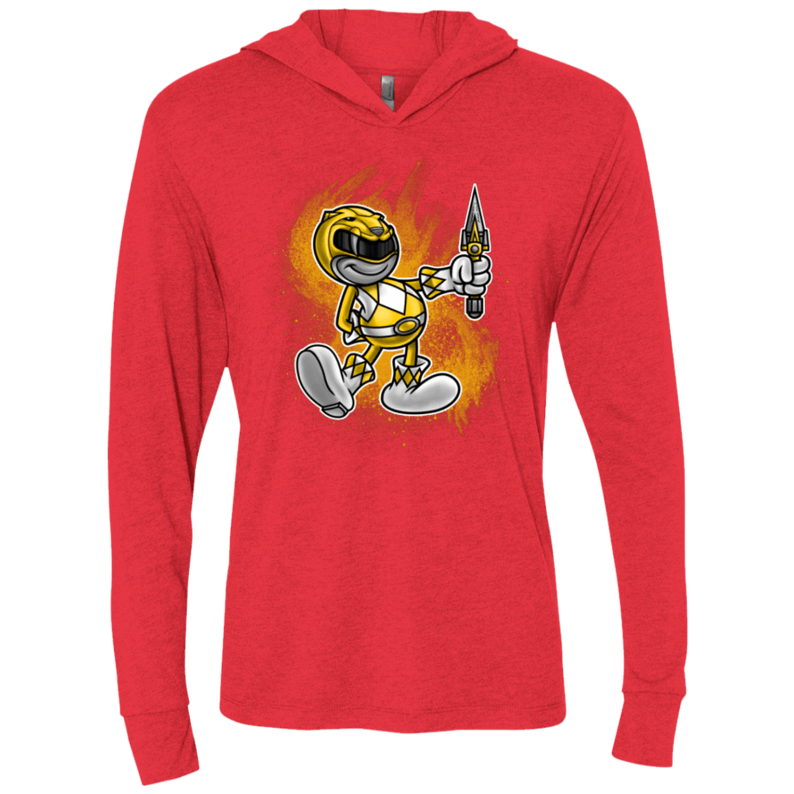 T-Shirts Vintage Red / X-Small Yellow Ranger Artwork Triblend Long Sleeve Hoodie Tee