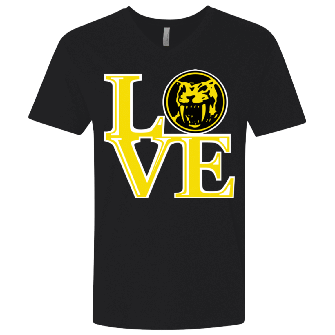 T-Shirts Black / X-Small Yellow Ranger LOVE Men's Premium V-Neck