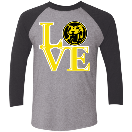 T-Shirts Premium Heather/ Vintage Black / X-Small Yellow Ranger LOVE Men's Triblend 3/4 Sleeve