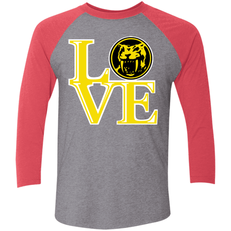 T-Shirts Premium Heather/ Vintage Red / X-Small Yellow Ranger LOVE Men's Triblend 3/4 Sleeve