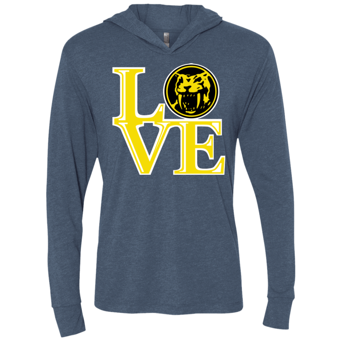 T-Shirts Indigo / X-Small Yellow Ranger LOVE Triblend Long Sleeve Hoodie Tee