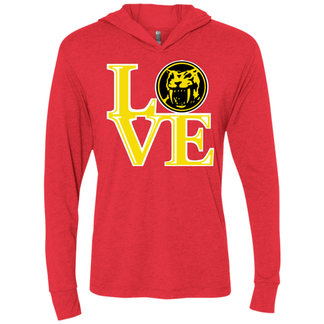 T-Shirts Vintage Red / X-Small Yellow Ranger LOVE Triblend Long Sleeve Hoodie Tee