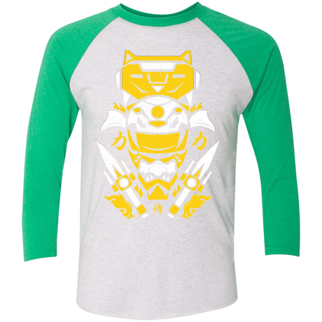 T-Shirts Heather White/Envy / X-Small Yellow Ranger Men's Triblend 3/4 Sleeve