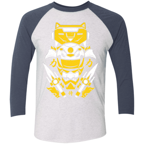 T-Shirts Heather White/Indigo / X-Small Yellow Ranger Men's Triblend 3/4 Sleeve