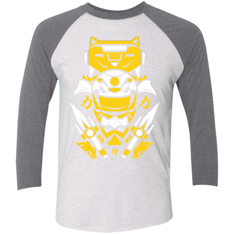 T-Shirts Heather White/Premium Heather / X-Small Yellow Ranger Men's Triblend 3/4 Sleeve