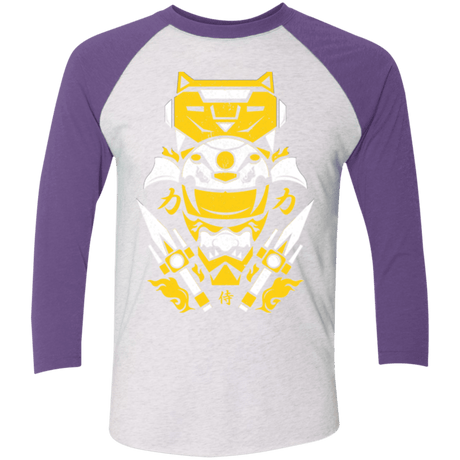 T-Shirts Heather White/Purple Rush / X-Small Yellow Ranger Men's Triblend 3/4 Sleeve