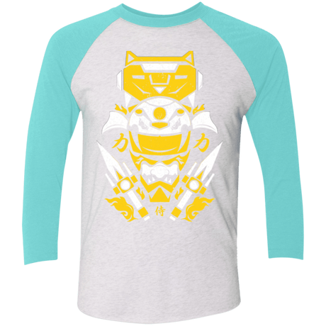 T-Shirts Heather White/Tahiti Blue / X-Small Yellow Ranger Men's Triblend 3/4 Sleeve