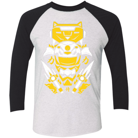T-Shirts Heather White/Vintage Black / X-Small Yellow Ranger Men's Triblend 3/4 Sleeve
