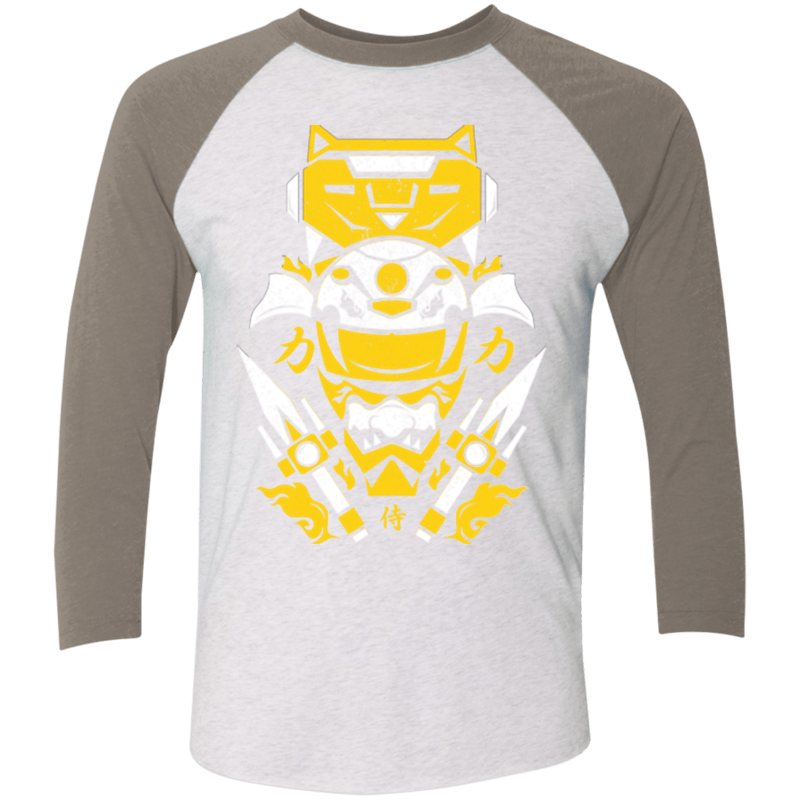 T-Shirts Heather White/Vintage Grey / X-Small Yellow Ranger Men's Triblend 3/4 Sleeve