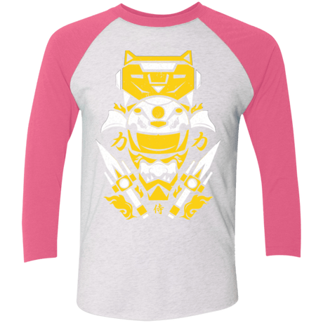 T-Shirts Heather White/Vintage Pink / X-Small Yellow Ranger Men's Triblend 3/4 Sleeve