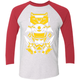 T-Shirts Heather White/Vintage Red / X-Small Yellow Ranger Men's Triblend 3/4 Sleeve