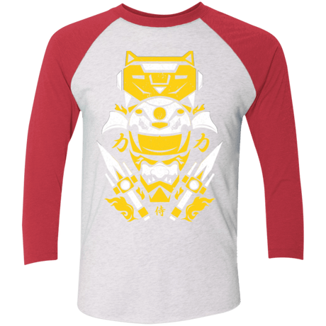 T-Shirts Heather White/Vintage Red / X-Small Yellow Ranger Men's Triblend 3/4 Sleeve