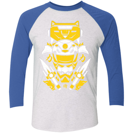 T-Shirts Heather White/Vintage Royal / X-Small Yellow Ranger Men's Triblend 3/4 Sleeve