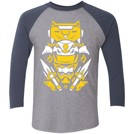 T-Shirts Premium Heather/ Vintage Navy / X-Small Yellow Ranger Men's Triblend 3/4 Sleeve