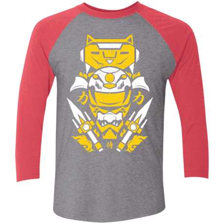 T-Shirts Premium Heather/ Vintage Red / X-Small Yellow Ranger Men's Triblend 3/4 Sleeve