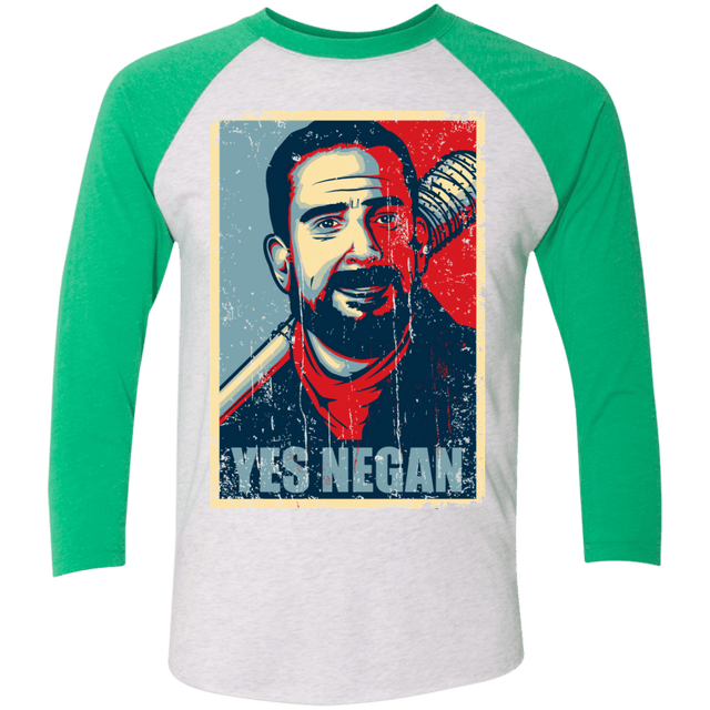 T-Shirts Heather White/Envy / X-Small Yes Negan Triblend 3/4 Sleeve