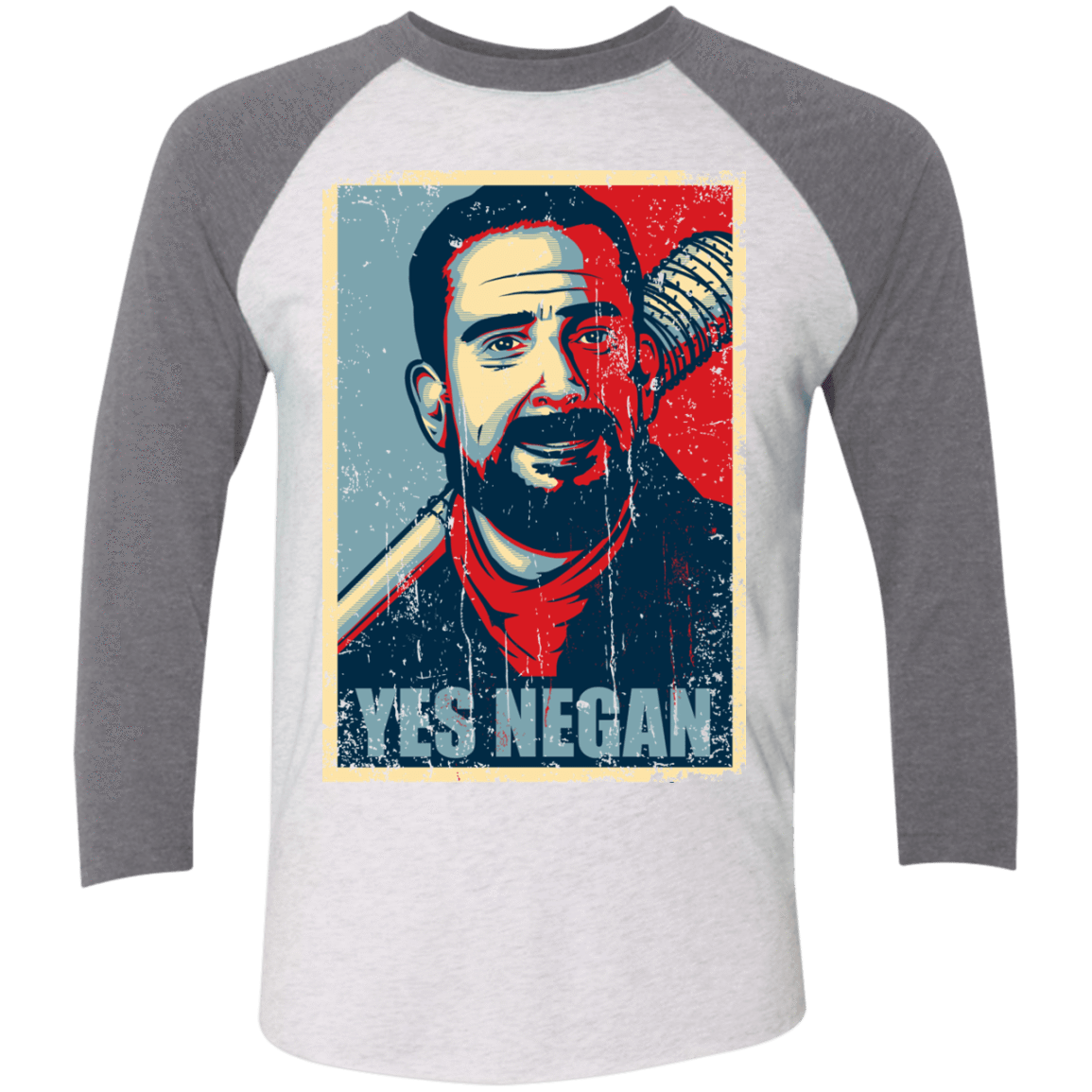 T-Shirts Heather White/Premium Heather / X-Small Yes Negan Triblend 3/4 Sleeve