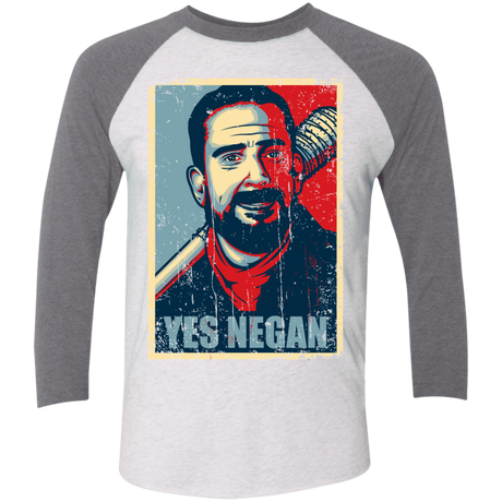 T-Shirts Heather White/Premium Heather / X-Small Yes Negan Triblend 3/4 Sleeve