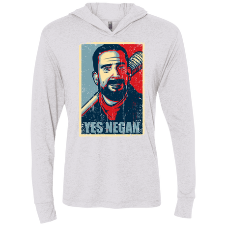 T-Shirts Heather White / X-Small Yes Negan Triblend Long Sleeve Hoodie Tee