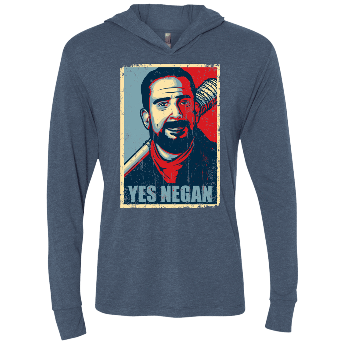 T-Shirts Indigo / X-Small Yes Negan Triblend Long Sleeve Hoodie Tee