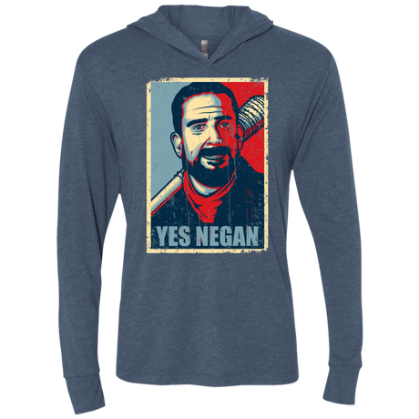 T-Shirts Indigo / X-Small Yes Negan Triblend Long Sleeve Hoodie Tee