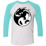 T-Shirts Heather White/Tahiti Blue / X-Small Yin Cup! Men's Triblend 3/4 Sleeve