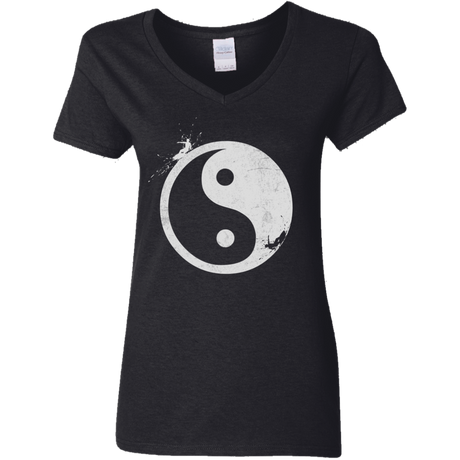 T-Shirts Black / S Yin Yang Surfer Women's V-Neck T-Shirt