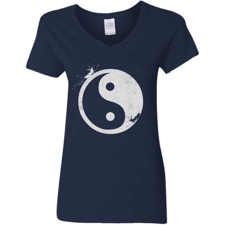 T-Shirts Navy / S Yin Yang Surfer Women's V-Neck T-Shirt