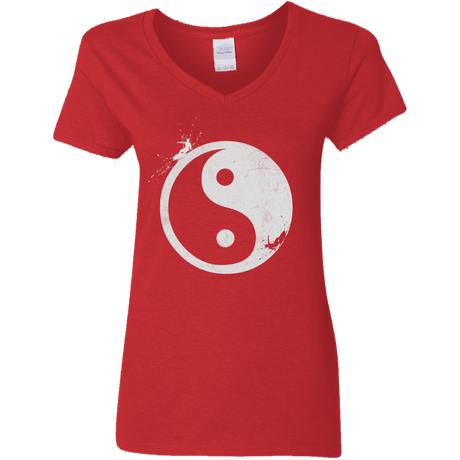 T-Shirts Red / S Yin Yang Surfer Women's V-Neck T-Shirt