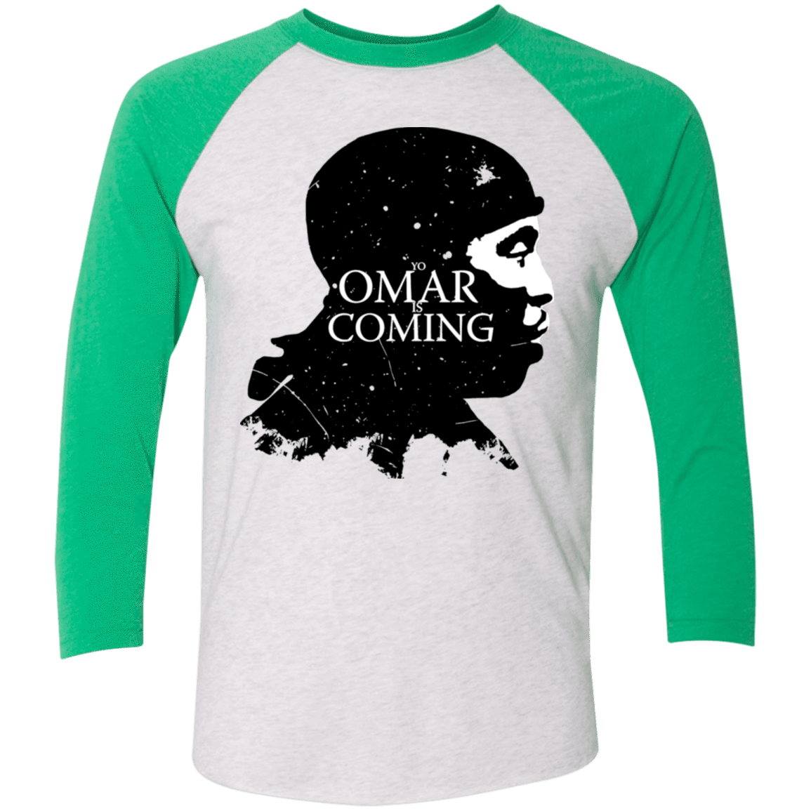 T-Shirts Heather White/Envy / X-Small Yo Omar Is Coming Men's Triblend 3/4 Sleeve