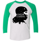 T-Shirts Heather White/Envy / X-Small Yo Omar Is Coming Men's Triblend 3/4 Sleeve