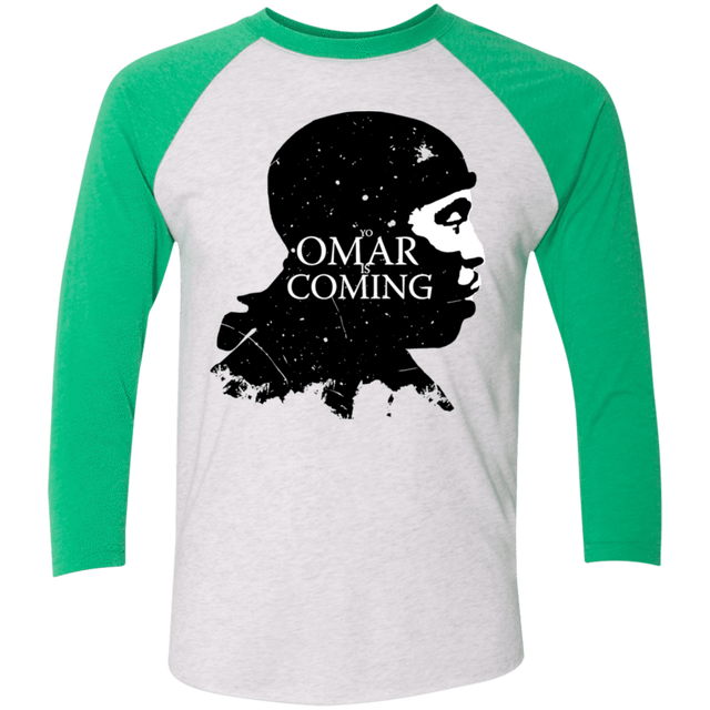 T-Shirts Heather White/Envy / X-Small Yo Omar Is Coming Men's Triblend 3/4 Sleeve