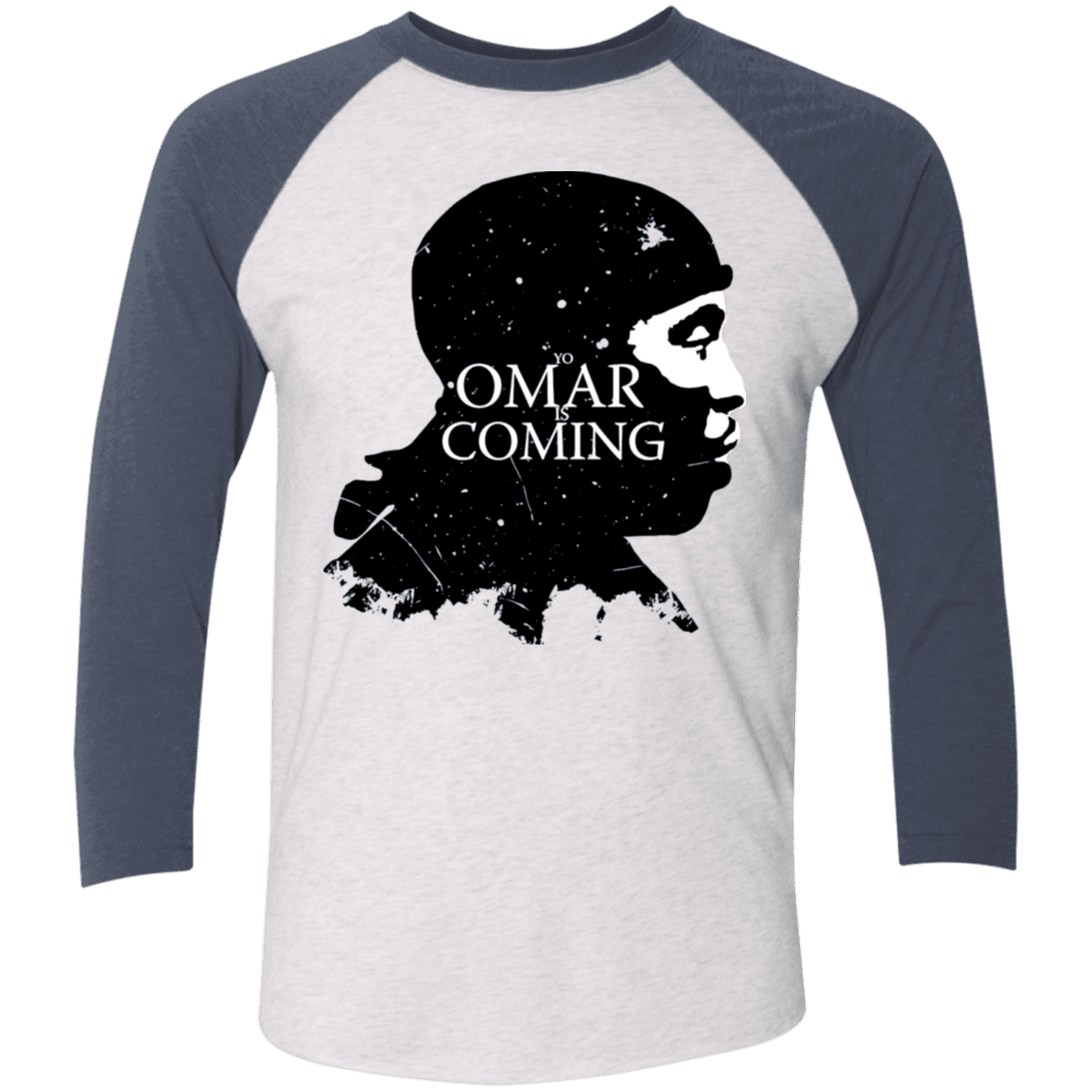 T-Shirts Heather White/Indigo / X-Small Yo Omar Is Coming Men's Triblend 3/4 Sleeve