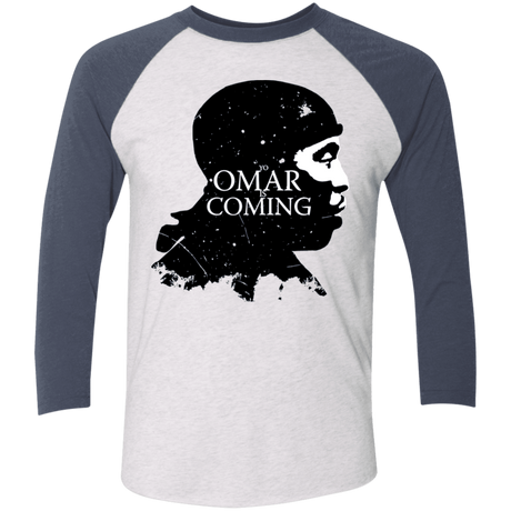 T-Shirts Heather White/Indigo / X-Small Yo Omar Is Coming Men's Triblend 3/4 Sleeve